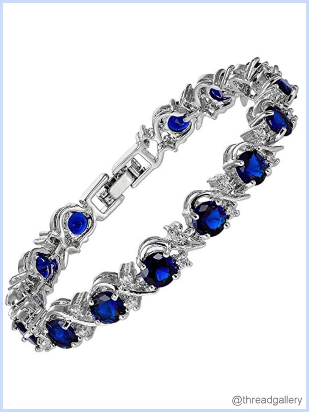 White Gold Plated Tennis Bracelet for Women CZ Floral Modern 6.5 Inches